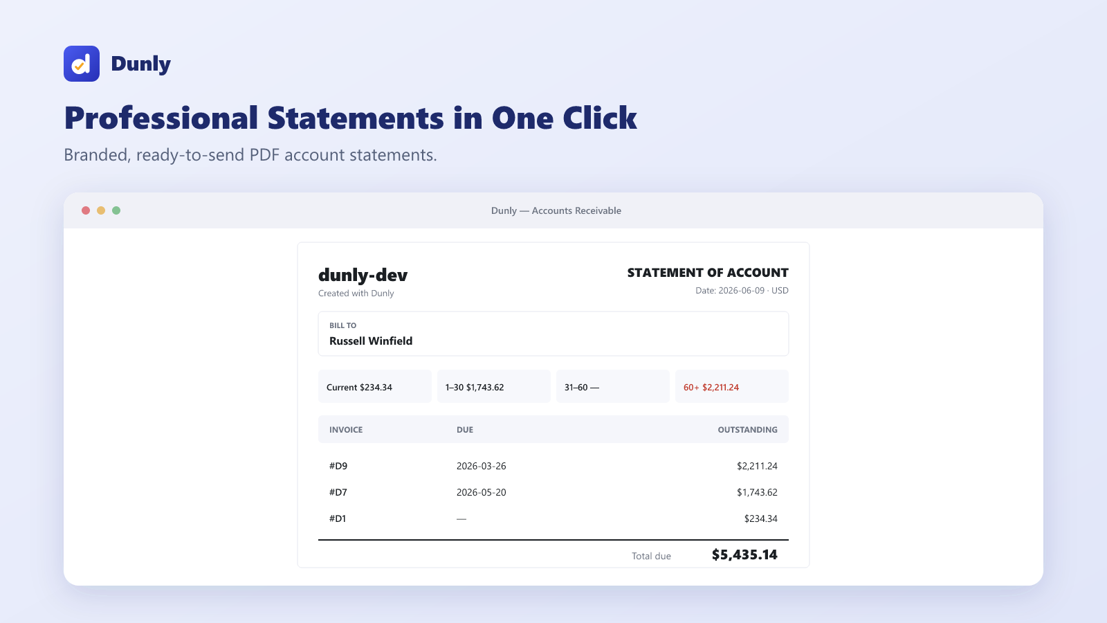 PDF statement of account